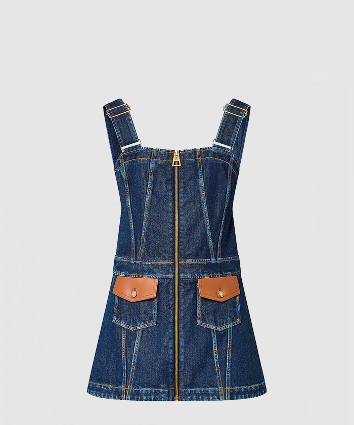 루이비통 레더 액센트 데님 미니 드레스 1AB6TA