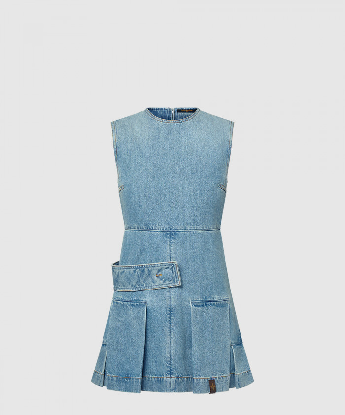 루이비통 데님 버튼 탭 플리츠 드레스 1AFLXX