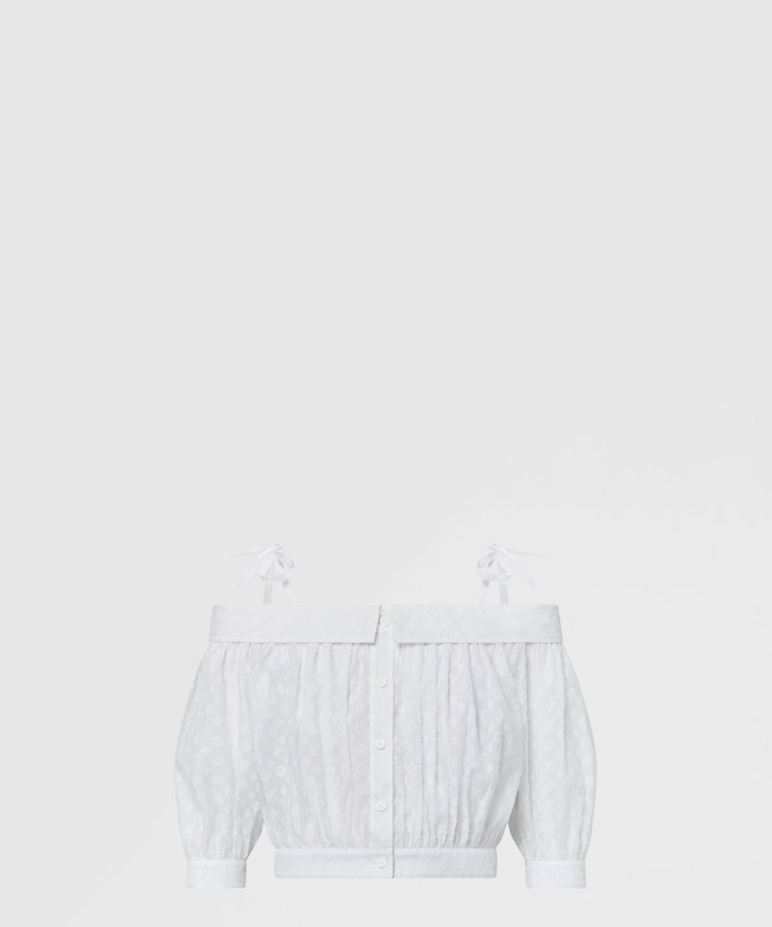 루이비통 모노그램 필 쿠페 오프 더 숄더 블라우스 1AFSBI