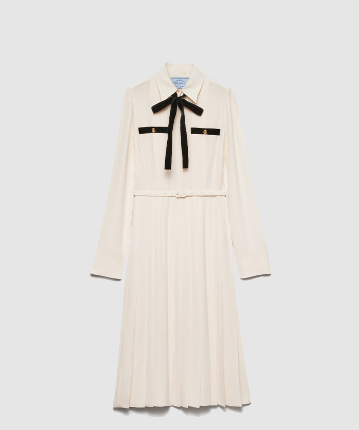 프라다 플리츠 새틴 롱 드레스 P3O41H