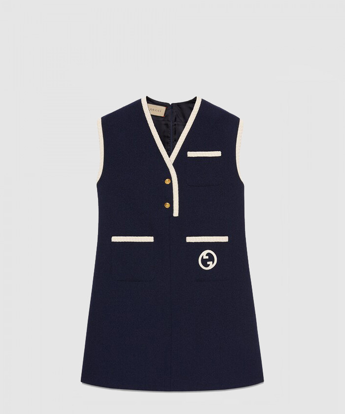 구찌 인터로킹 G 레트로 트위드 미니 드레스 748098