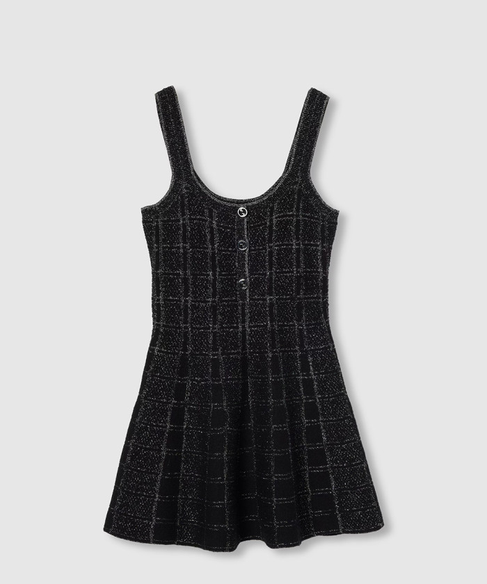 구찌 울 및 라메 체크 자카드 드레스 ‎812132