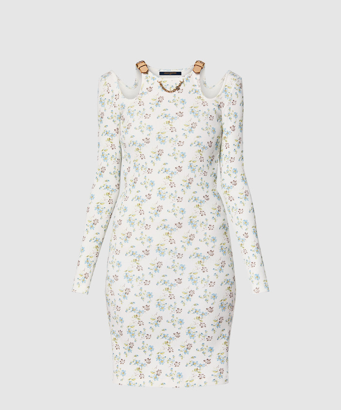 루이비통 플로럴 프린트 아일릿 스트랩 드레스 1AFGE4