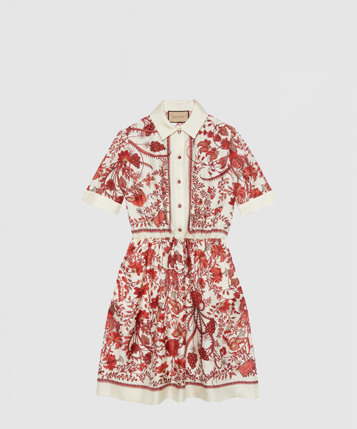 구찌 플로럴 프린트 실크 드레스 772168