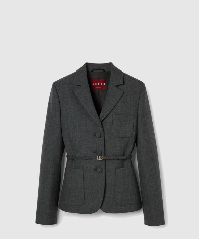 구찌 싱글 브레스트 울 그리자유 재킷 796295