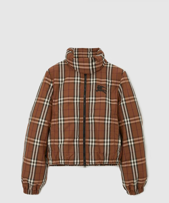 버버리 크롭 체크 나일론 푸퍼 자켓 80740341