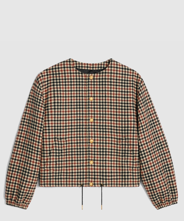 셀린느 체크 울 솔리드 칼라 재킷 2W7522