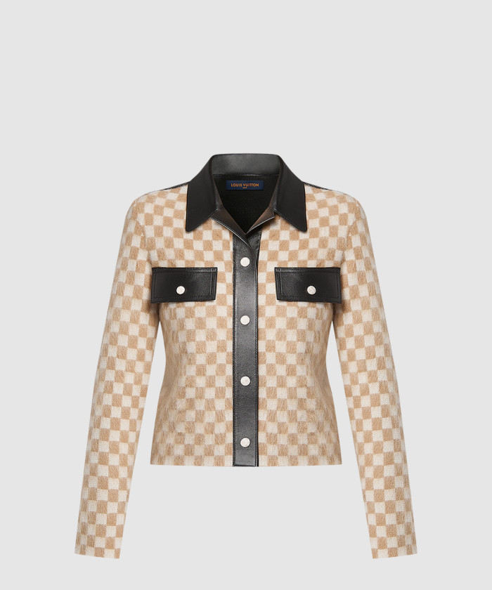 루이비통 레더 액센트 다미에 니트 재킷 1AFTZE