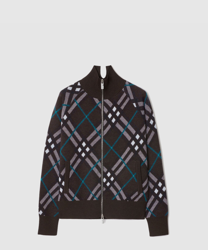 버버리 체크 울 블렌드 트랙 재킷 80950831