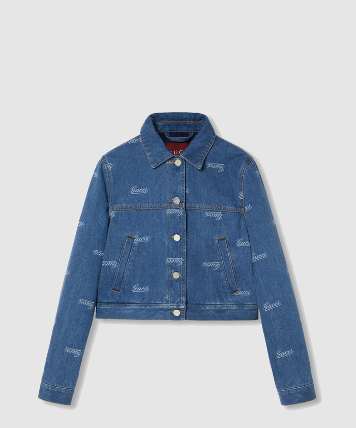 구찌 레이저 디테일의 데님 재킷 797681