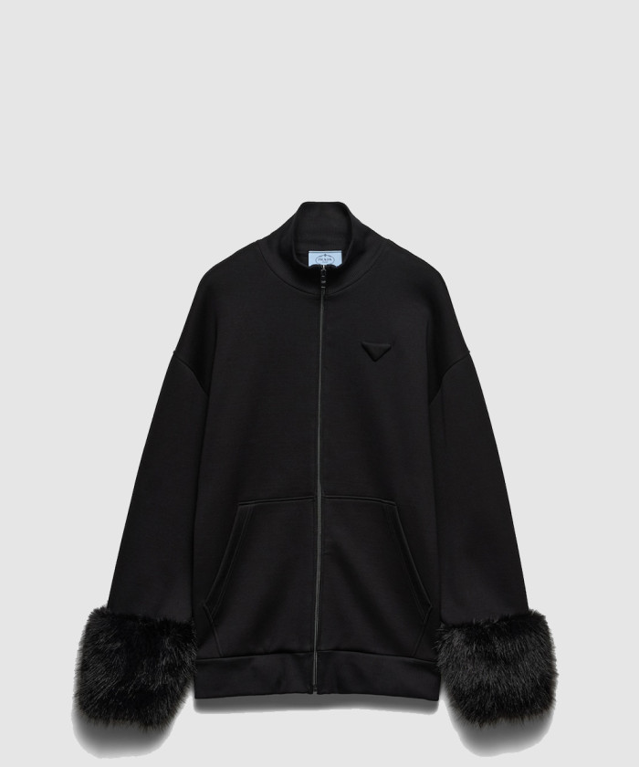 프라다 더블 플리스 하이넥 블루종 138634