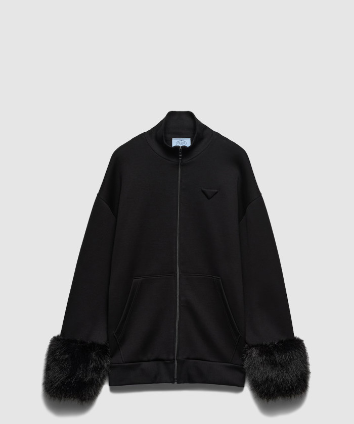 프라다 더블 플리스 하이넥 블루종 138632