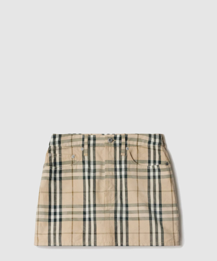 버버리 체크 데님 미니 스커트 80996751
