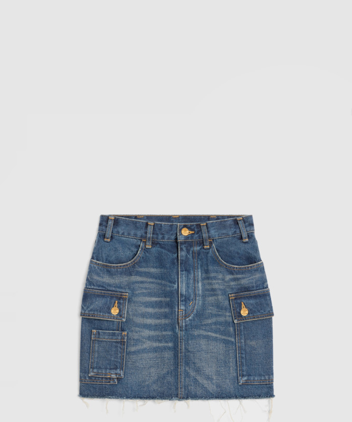 셀린느 다크 카고 미니 유니온 주프 워시 데님 2S2673