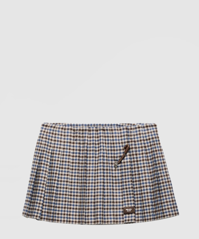 프라다 체크 울 미니스커트 P106YE