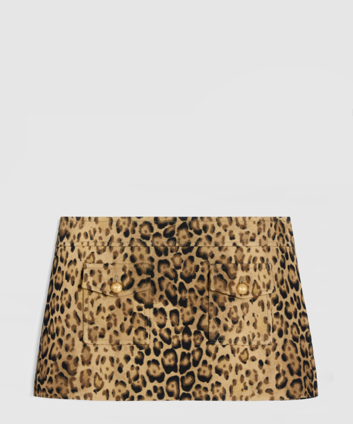 셀린느 방도 미니 스커트 더블 울 레오파드 2J7216