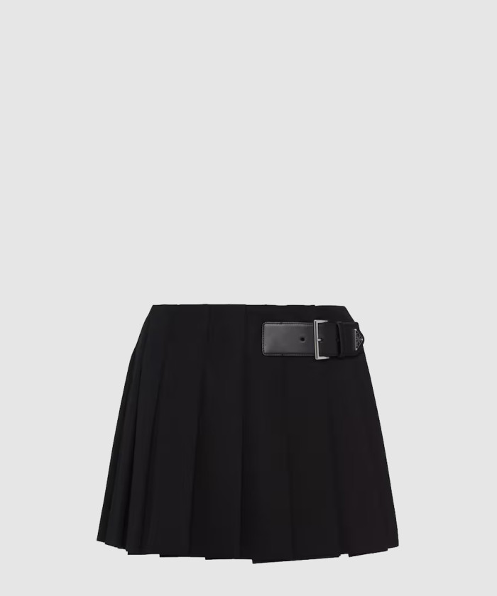 프라다 가죽 벨트 트윌 미니스커트 P123UE