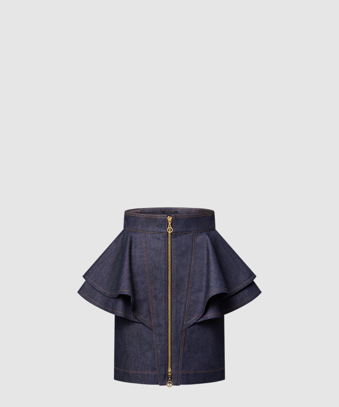 루이비통 데님 플라운스 스커트 1AHGXT