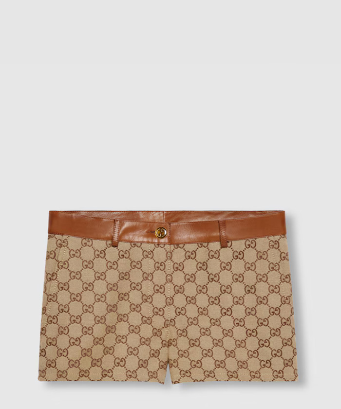 구찌 가죽 트리밍 디테일 GG 캔버스 쇼츠 681154