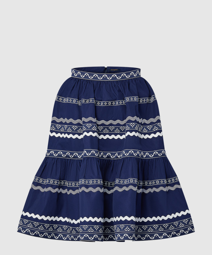 루이비통 믹스드 스트라이프 티어드 미디 스커트 1AFV41