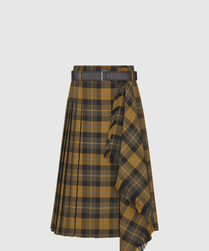 디올 벨트 미디 드레이프 스커트 511J0