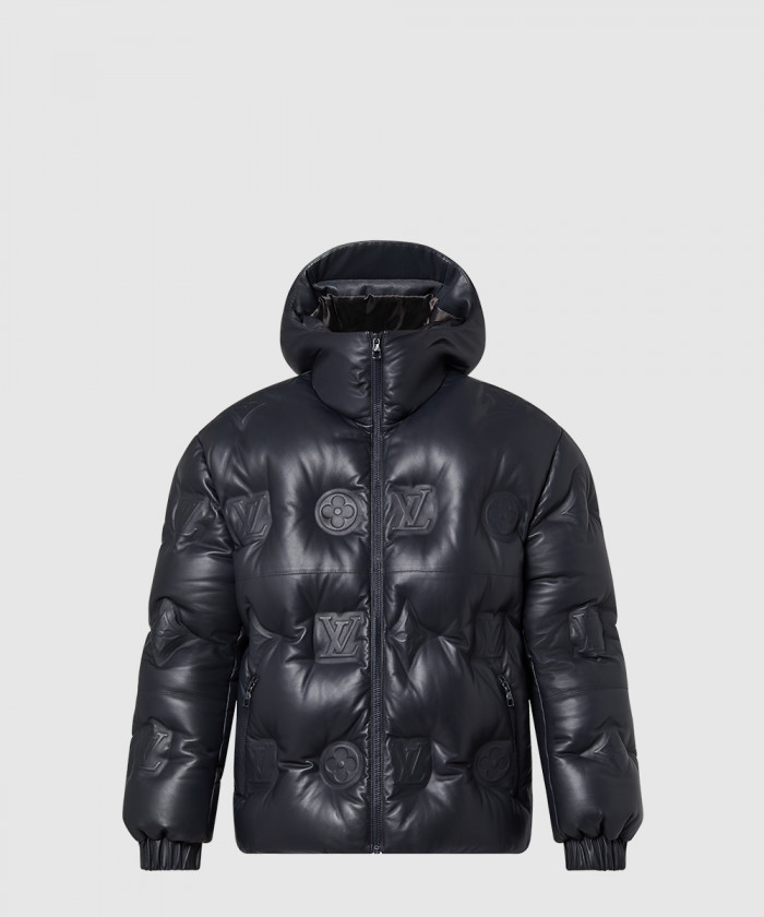 루이비통 모노그램 레더 후디드 다운 재킷 1AAUZG