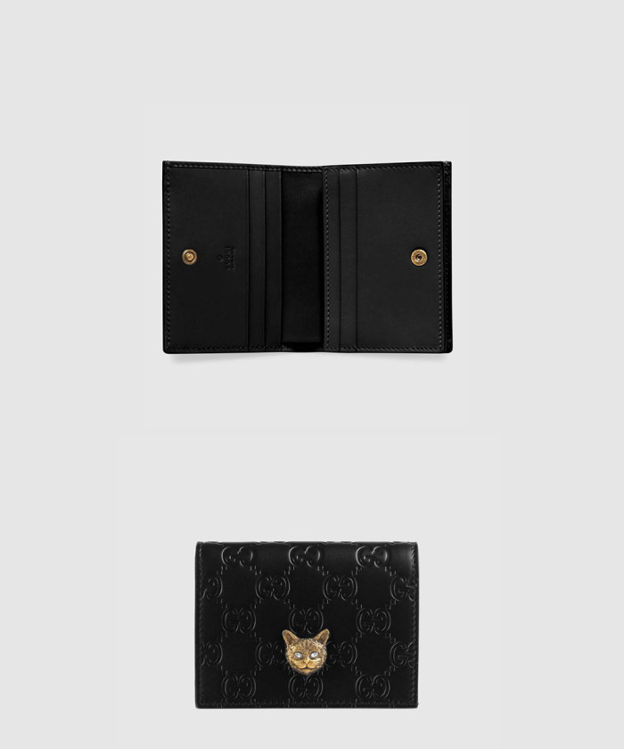 구찌 시그니처 고양이 머리 카드 지갑 548057