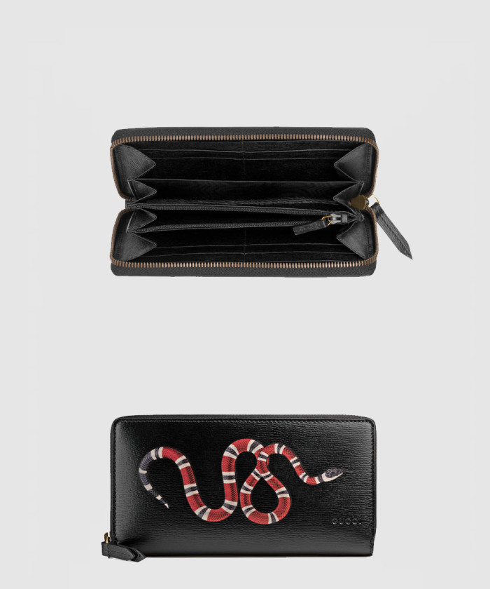 구찌 물결 뱀 프린트 지퍼 장지갑 451273