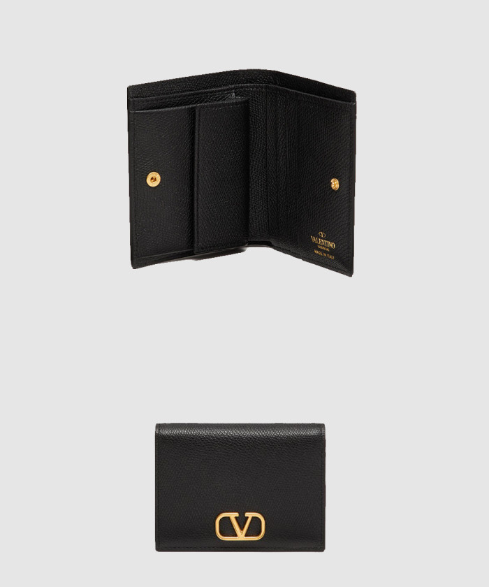 발렌티노 브이로고 시그니처 스탐파 알체 카프스킨 컴팩트 지갑