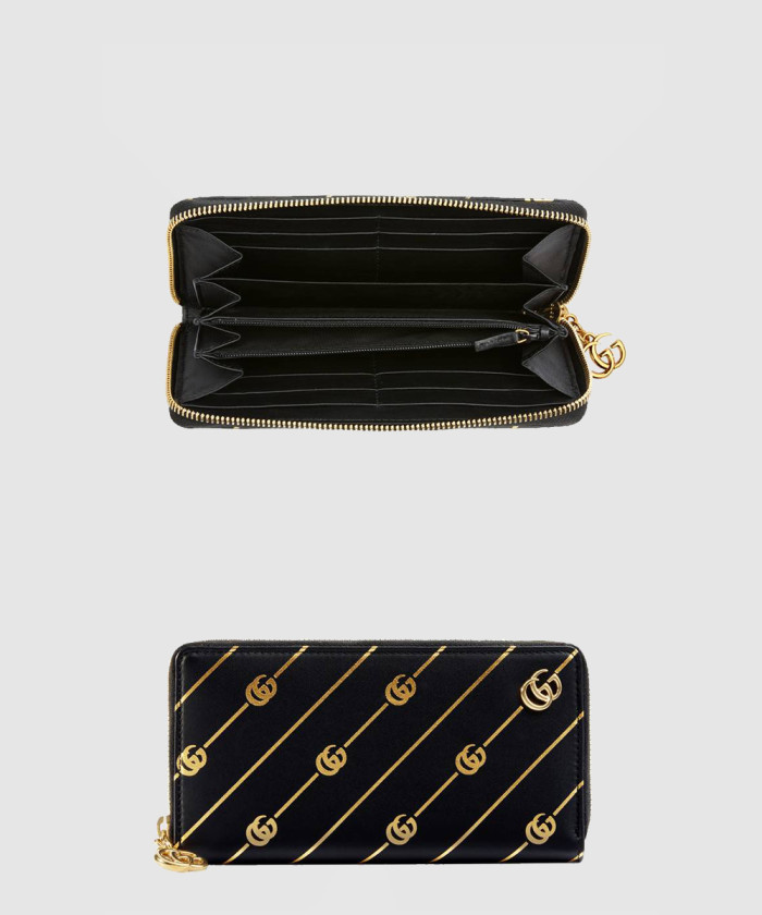 구찌 스트라이프 프린트 지퍼 장지갑 548073