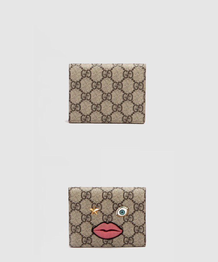 구찌 GG 슈프림 코팅 캔버스 장식 카드 지갑 431398